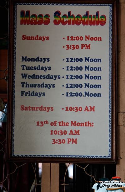 simala mass schedule